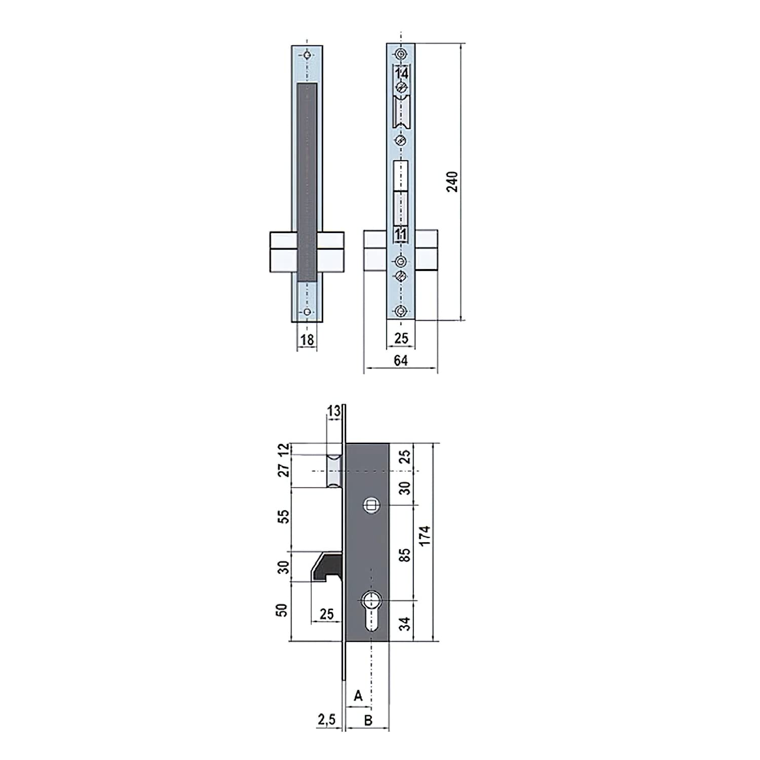 Cerradura Lince 5570-20 Frente Inoxidable