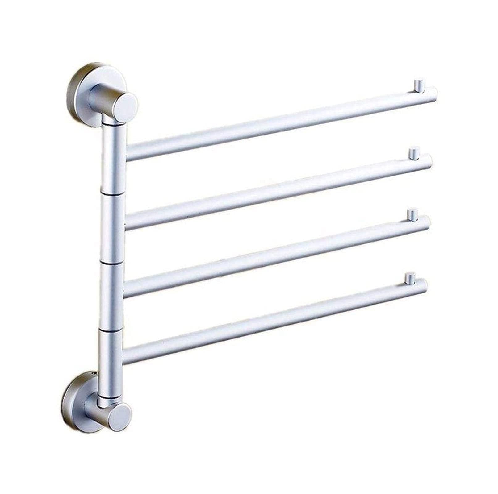 Porte-serviettes pivotant 4 bras en aluminium mat pour gain de place mural