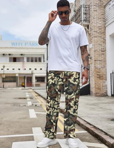 COOFANDY Men Casual Cargo Pants Hiking Joggers Drawstring Camo3