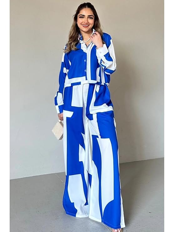 Image of GRECIILOOKS Co Ord Set for Women | Ethnic Coord Sets for Women's Stylish | Festive Rayon Pant Set | Casual Style Full Sleeve Cord Sets | Summer Travel Outfit