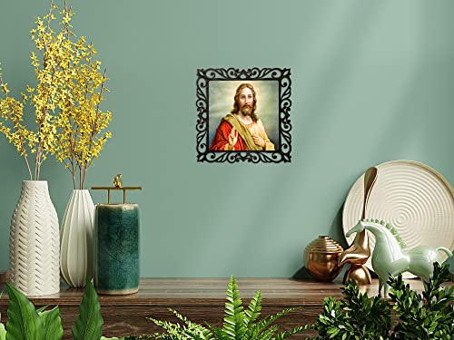 Image of Casa Rica Photo Frame Painting Wall Hanging home decoration for Wall, Living /Bed Room, Lobby(12inch x12inch) Laser Cut(Multicolor) (Jesus)