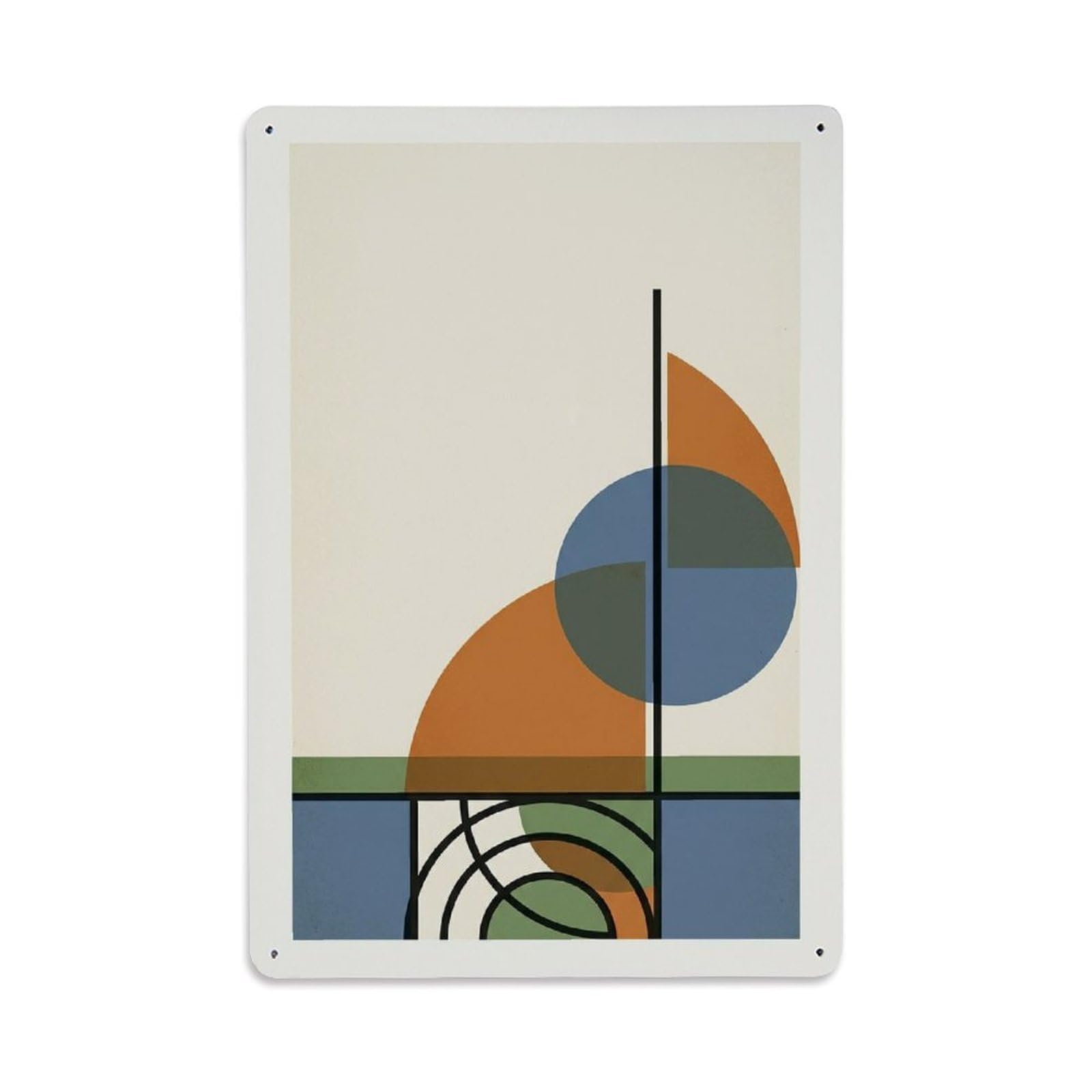 Seaside Sailboat Vertical Shape Layout Retro Shapes Metal Tin Sign Plaque Wall Decor for Cafe, Man Cave, Club Bar, Office, Home Garden Round Metal Poster 8x12Inch