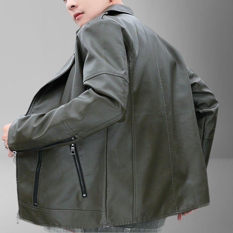 Chaqueta biker de cuero sintético para hombre miniatura 5