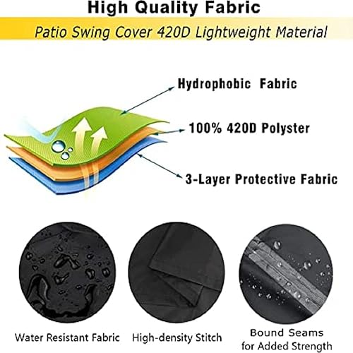 Miniatura 5 de ZHTMFYZ Cubierta de columpio para patio al aire libre, cubierta de hamaca de 3 plazas triple, cubierta de columpio de jardín, cubierta de silla