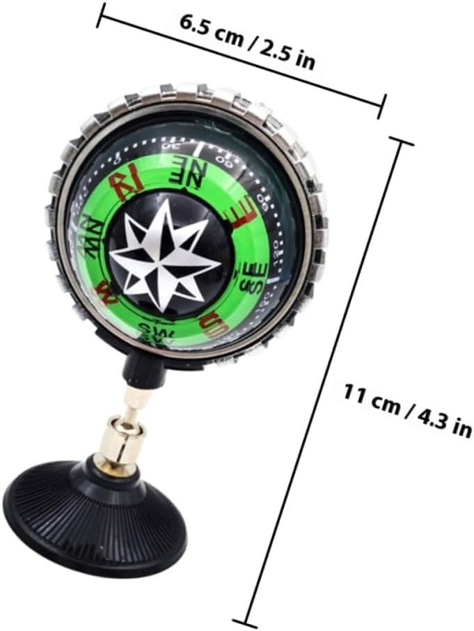 2pcs Adjustable Car Compass with Strong Suction Cup Dash Mount Abs Material Green Colorful Ball for Navigation Guidance Car Boat Truck and Outdoor Activities
