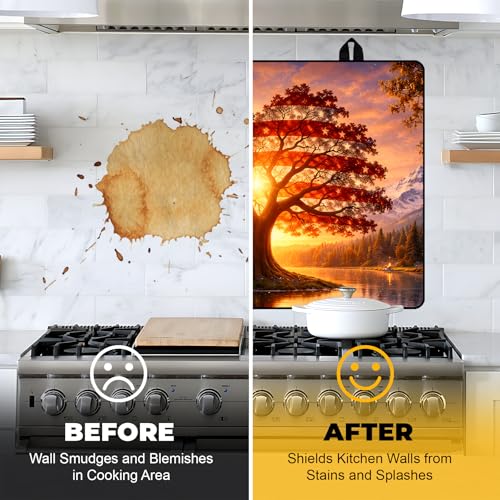 Image of Stove Top Covers for Electric Stove, Glass Stove Top Cover 28.5x20.5 in | Heat Resistant, Non-slip, Use on Electric or Ceramic Stove Protector, Dish Drying Mat, Tree of Life Kitchen Decor