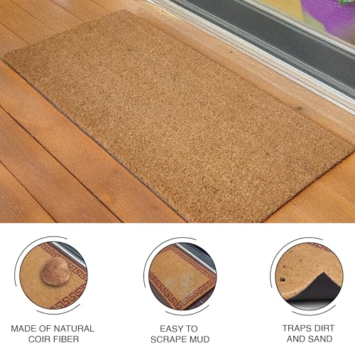 Image of Encasa XO Coir Door Mat for Home Entrance, Anti Slip PVC Back Natural