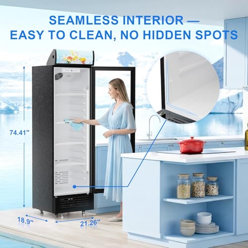Image of Antarctic Star Outdoor Beverage Refrigerator, 9 Cu. Ft. Glass Door Drink Fridge, Commercial Display Refrigerator with 4 Adjustable Shelves, for Shops, Restaurants, Bars
