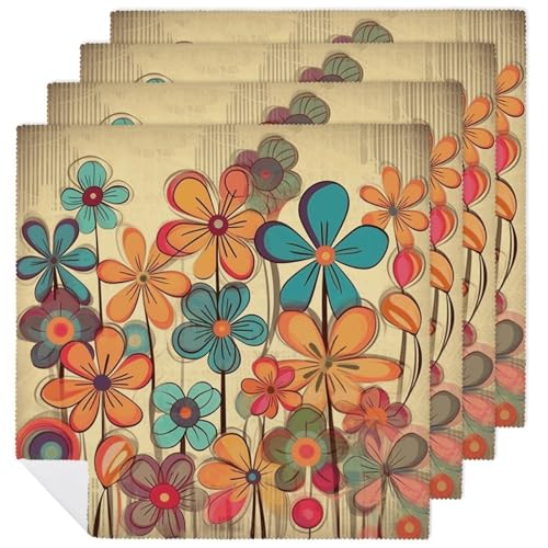 Servilletas de tela con flores vintage pack 4 miniatura 1