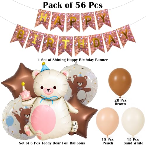 Image of Rozi Decoration Teddy Bear Birthday Balloon Decoration Kit (Pack of 56)