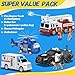4 in 1 Toy Vehicle Playsets,Including Police Car,Fire Truck,Ambulance ,Toy Helicopter,2Fireman 1Policeman,andK9 Dog, Friction Powered Vehicles with Light and Sound,Best Toddler Gifts