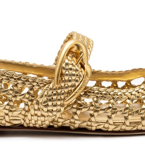 Verona Macrame Ballet Flat In Gold Metallic Leather4