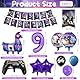 Geburtstagsdeko 9 Jahre Junge Mädchen, Fortnit Deko Kindergeburtstag mit Banner und Zahlen Folienballons, Geburtstag Junge Gamer Party Tortendeko Gaming Controller Folienballon Party Spiele Deko