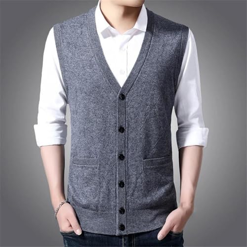 Men's V-Neck Wool Vest Solid Color Business Knitted Vest Single-Breasted Cardigan2