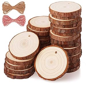 Fuyit Wood Slices 30 Pcs 2.0-2.4 Inches Craft Wood kit Unfinished Predrilled Tree Slices with Hole, Wooden Circles for Arts and Crafts Christmas Ornaments DIY Crafts Fuyit Wood Slices 30 Pcs 20 24 Inches Craft Wood kit Unfinished Predrilled Tree Slices with Hole Wooden Circles for Arts and Crafts Christmas Ornaments DIY Crafts