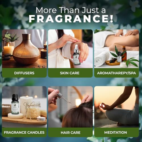 Image of 100% Pure Jasmine Essential Oil | Mood Uplifting & Skin Hydration | Romantic Aromatherapy, Stress Relief & Hair Nourishment | FDA Approved | GMP, IFRA, ISO Certified- 15ml - Pack of 2