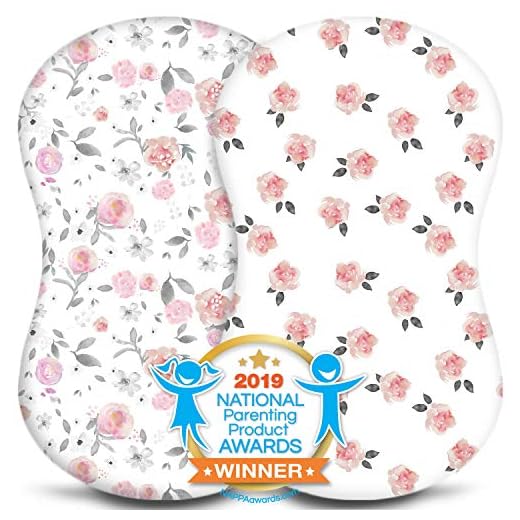Kids ‘N Such Fitted Bassinet Sheets for Hourglass, Oval & Rectangular Bassinet Mattress, Petal, 2 Pack