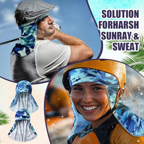 Image of Syhood Helmet Liner with Neck Mask, Cooling Skull Cap Sweat Wicking Cap with Tail Sun Cycling Running Neck Protection Hat