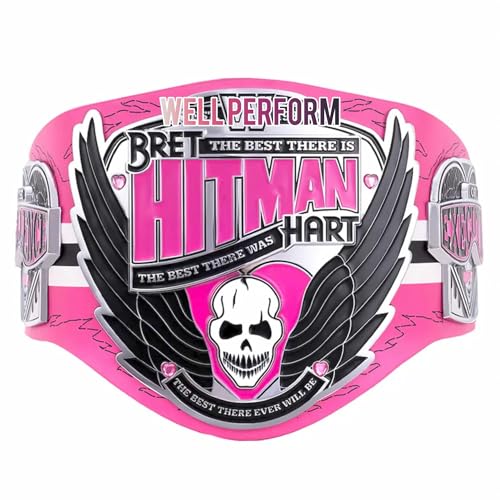 Bret Hart Hitman World Heavyweight Wrestling Championship Title Belt Replica, Universal Championship Title Belt - Adult Size, 2mm
