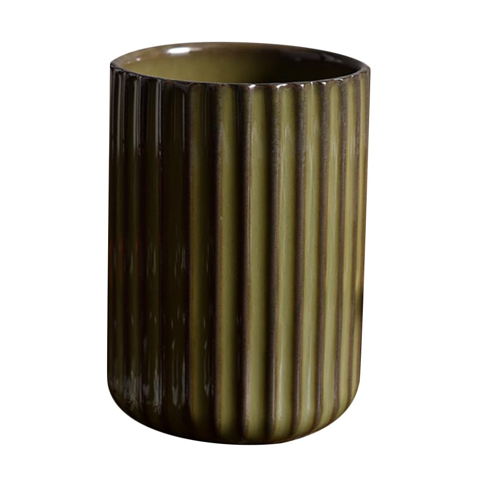 LIFKOME Japanese Tea Cups Ceramics Coffee Mugs Chinese or Japanese Style Porcelain Milk Mug No Handles Vintage Stripe Beverage Cup Drinks Tumbler for Tea Lovers 300ml Green Tea Cup Set