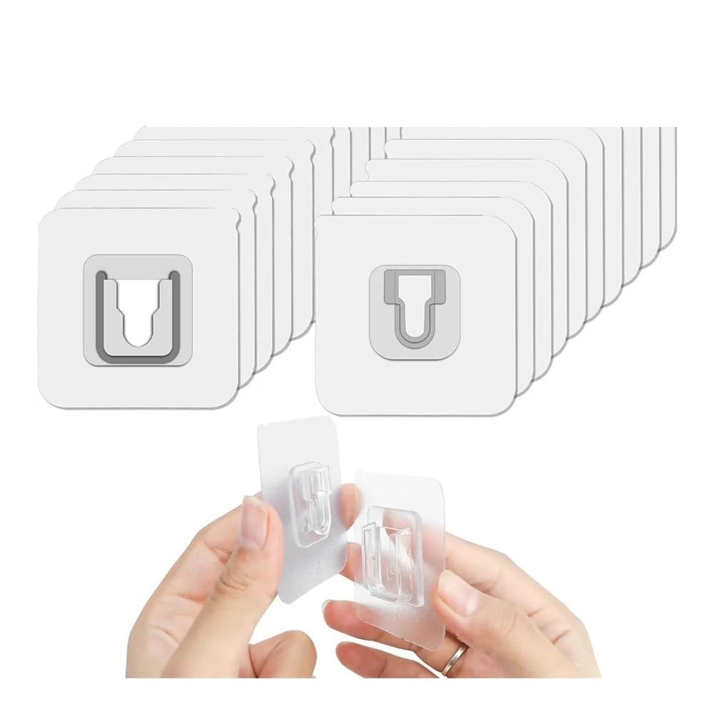 Gentryroo Men's 20Pcs Clear Square Adhesive Hook Pair Punch Free Traceless Interlocking Wall