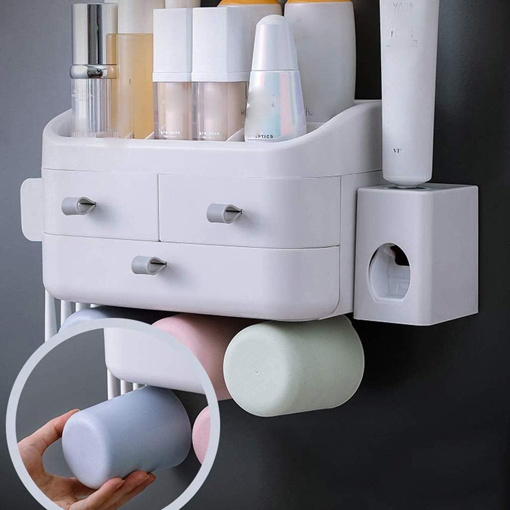 Automatic Toothpaste Dispenser and Toothbrush Holder Set with Wall Mounted - Fit for Adults