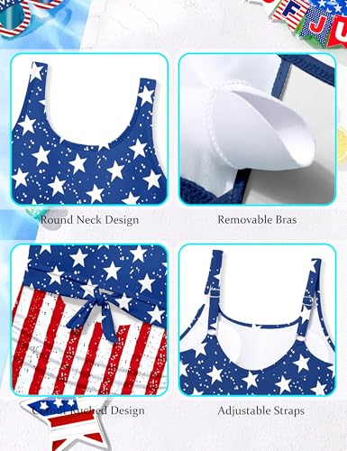 Image of Qaoerde Girls Swimsuit One Piece Swimsuits Cutout Ruched Bathing Suits Adjustable Straps Tie Girls' Swimwear 9-16Y