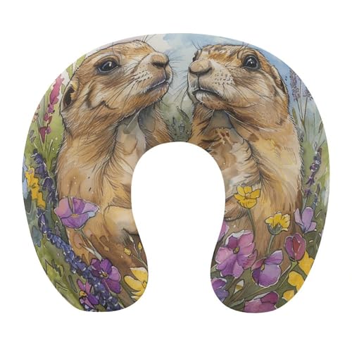 Almohada de viaje de espuma viscoelástica U forma portátil miniatura 1