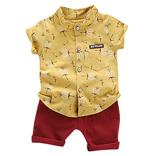 NLGToy Conjunto de duas peças para meninos com estampa floral para meninos e meninas, Amarelo, 3-4 A