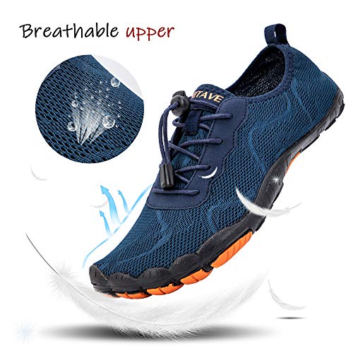 Hiitave Men Water Shoes Barefoot Beach Aqua Socks Quick Dry For Outdoor Sport Hiking Swiming Surfing Navy 14 M Us Men #TOP2