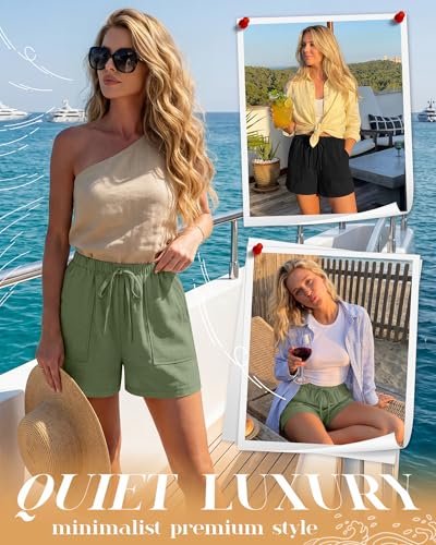 Best Flowy Shorts for Women Casual Style for Over 50: Look Breezy, Feel Confident All Season 9 Riyiper 2 Pack Women's Linen Drawstring Elastic Waist Beach Casual Summer Wide Leg Shorts with Pockets 2026(Green, Black,Small)