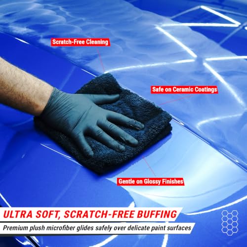 Image of WaveX Super Plush Edgeless Microfiber Buffing Towel 40x40 cm | Ultra Soft High GSM Microfiber Cloth for Car Wax, Polish & Ceramic Coating Removal | Scratch-Free & Lint-Free Detailing Towel