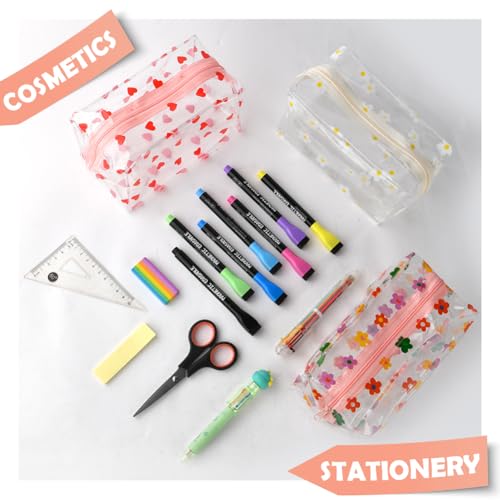 flintronic 3 Pcs Clear Pencil Case Large Pen Bag,Transparent Cosmestic Makeup Bags - Image 4