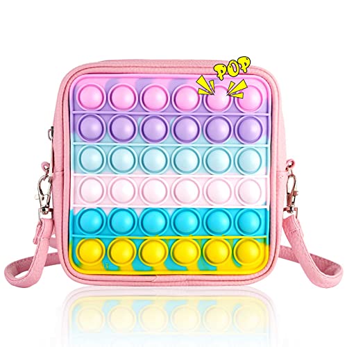 Woosir Pop Purse Bag for Girls Women Pop Handbag Crossbody Bag Pop Shoulder Bag Fidget Toys Fidget Purse Pop Fidget Toy Purse Gifts for Kids Toddler ADHD School Suppiles