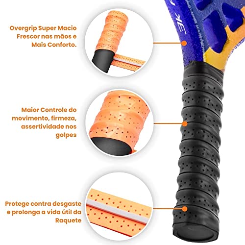 OVERGRIP 5SPORTS TENNIS E BEACH TENNIS LARANJA 2 unidades MACIO CONFORTAVEL ADERENCIA CABO RAQUETE E