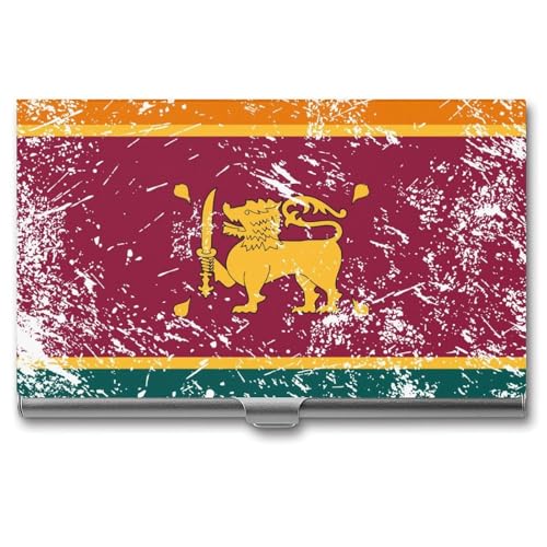 Sri Lanka Vintage Flag Business Card Holder Slim Credit Case Pocket Name Case Wallet for Men Women