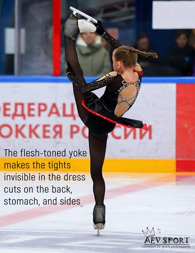 Image of Women Mesh Tights for Figure Ice Skating with Seam over the Heel of the Boot