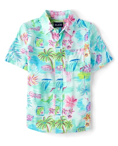 Image of The Children's Place Boys' Short Sleeve Poplin Button Down Shirt