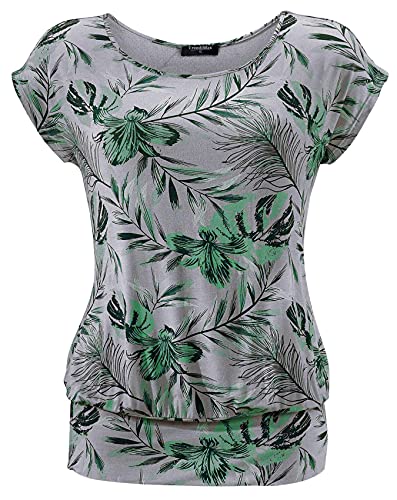 TrendiMax Camisetas Mangas Cortas Mujer Blusas Verano Elegantes Camiseta Basica Camisas Casual tee Tshirt Grigio S
