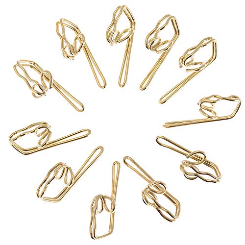 Metal Curtain Hooks, 100Pcs Drapery Hook Pins Stainless Steel Pin-on Hooks for Window Curtain, Shower Curtain, Door Curtain - Gold