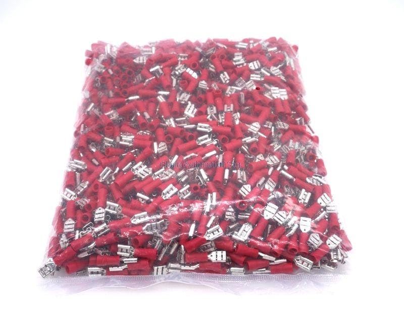 Generic 1000pcs/bag 4.8mm Red Female Insulated Spade Quick Connector Terminal/Crimp Terminal AWG FDD1.25-187