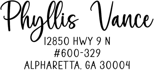 Miniatura 3 de Sello de dirección personalizado, sello de dirección de retorno autoentintado, sello de goma de tinta personalizada, 4 líneas, letra cursiva de