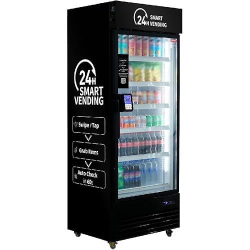 Vending Machine,Smart Refrigerated Vending Machine with Touch Card Reader (Black, Pro)