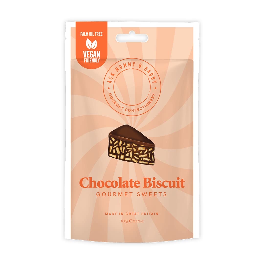 Ask Mummy & Daddy Chocolate Biscuit Cake Sweets 100g Pouch | Vegan Friendly Gummy Candy | Gourmet Luxury Cake Collection | Chewy Vegan Jellies | Palm Oil Free and Gelatine Free | Dairy Free Pouches