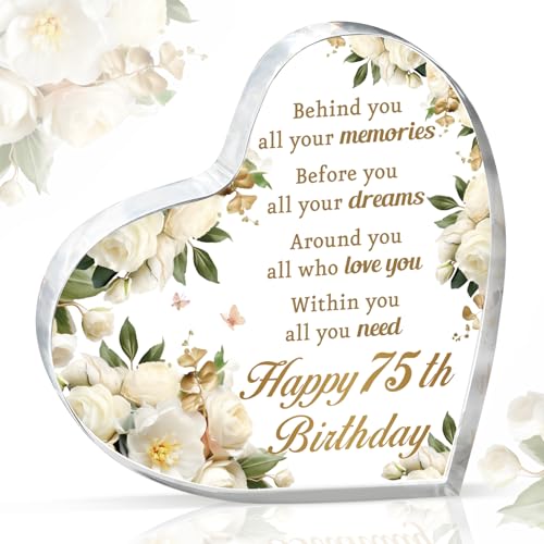 Acethrills 75th Birthday Gifts for Women, 75Th Birthday Decorations - 3.9'L X 3.9'W X...