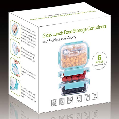 Image of [3-Pack,36 OZ]Large Glass Food Storage Containers with Locking Lids - Bento Box Glass Lunch Containers - Glass Meal Prep Containers - Glass Storage Containers with Lids - Glass Snack Containers