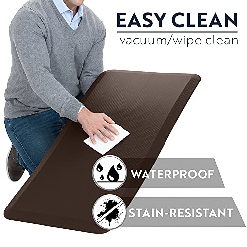 Kangaroo Thick Ergonomic Anti Fatigue Cushioned Kitchen Floor Mats, Standing Office Desk Mat, Waterproof Scratch Resistant Topside, Supportive All Day Comfort Padded Foam Rugs, 39X20, Brown #TOP3