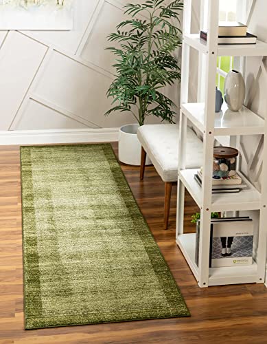 Unique Loom Del Mar Collection Area Rug - Abigail (2' 7" X 10' Runner, Light Green/ Ivory) #TOP9