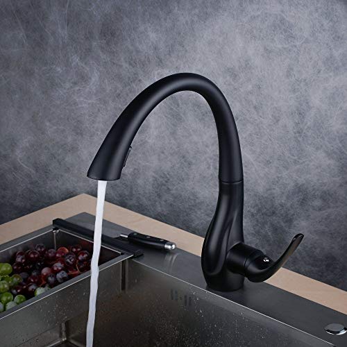 Robinet de cuisine moderne noir à tirer vers le bas pour évier - 3