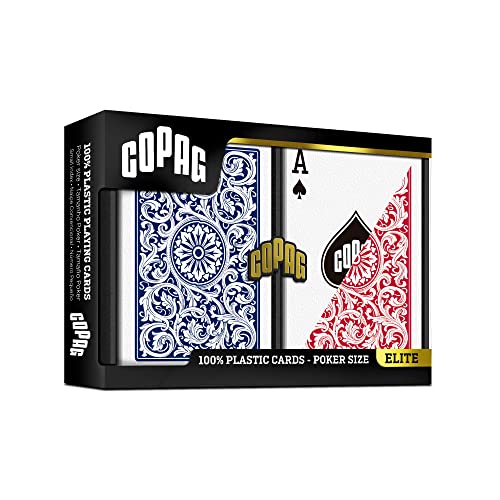 Copag 1546 Design 100% Plastic Playing Cards, Poker Size Red/Blue (Regular Index, 1 Set) #TOP1